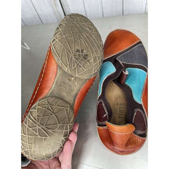 L’ Artiste Spring Step Colorful Mule Clog Leather Brown Teal Women’s 40 9.5/10 - Picture 5 of 5